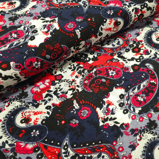 Viskosestoff bedruckt mit Paisleymuster CSM-STOFFE