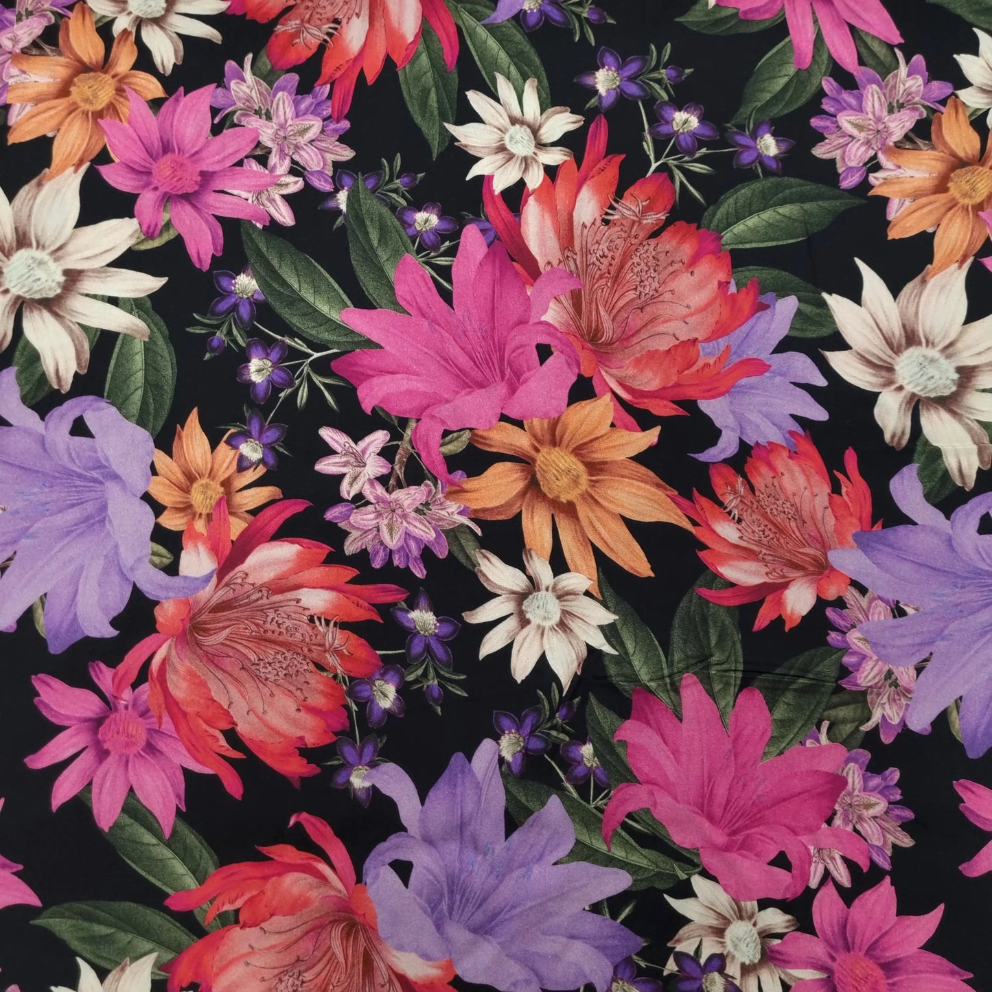 Viskosestoff mit Blumen pink CSM-STOFFE