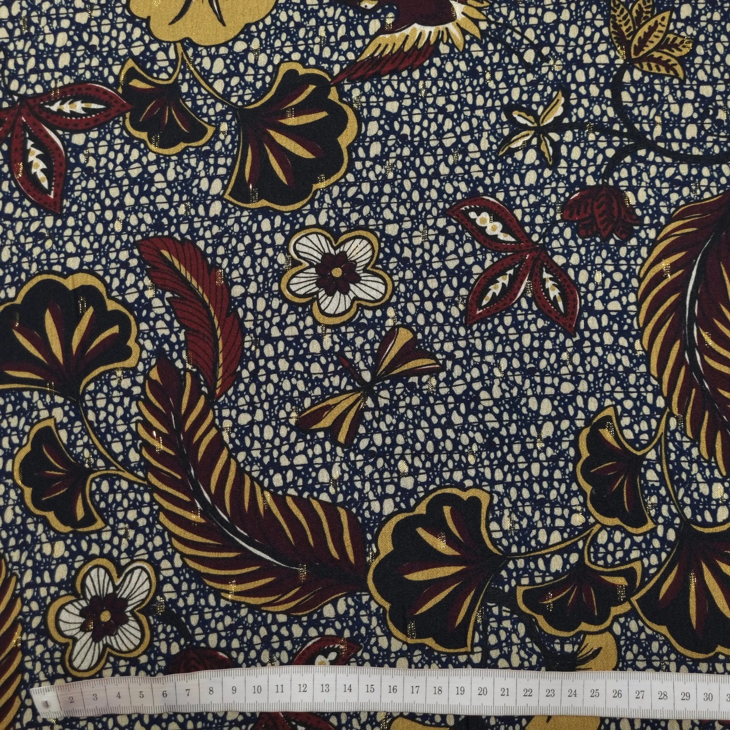 Viskosestoff mit Blumen und Lurex CSM-STOFFE