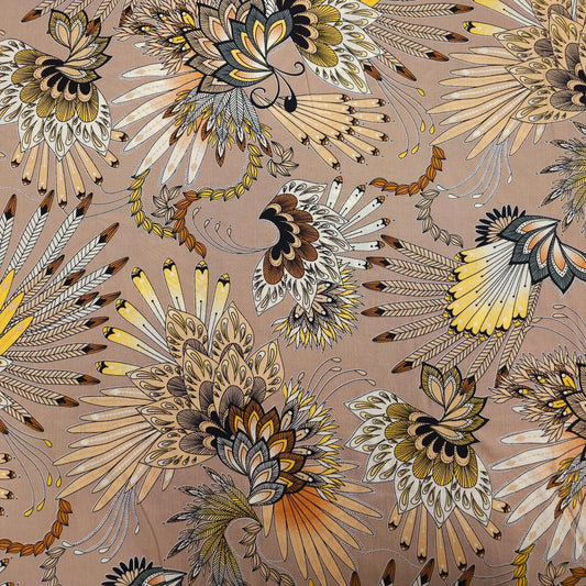 Viskosestoff mit Blumenmotiv exotisch beige CSM-STOFFE