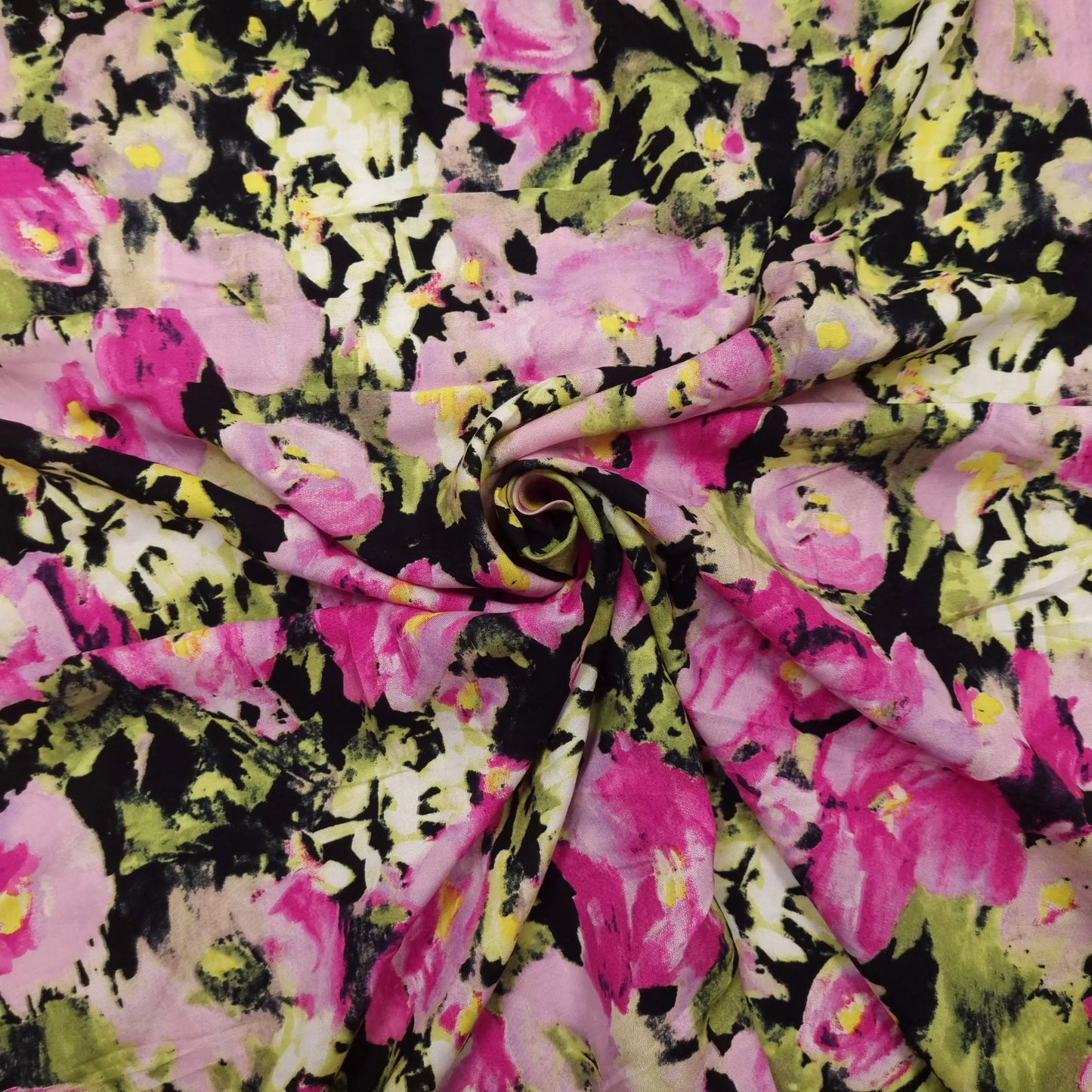 Viskosestoff mit Blumenmuster mehrfarbig CSM-STOFFE
