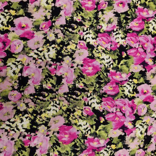 Viskosestoff mit Blumenmuster mehrfarbig CSM-STOFFE