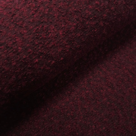 Wollbouclé schwarz/bordeaux CSM-STOFFE
