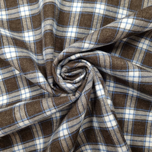 Baumwollstoff kariert braun weiss