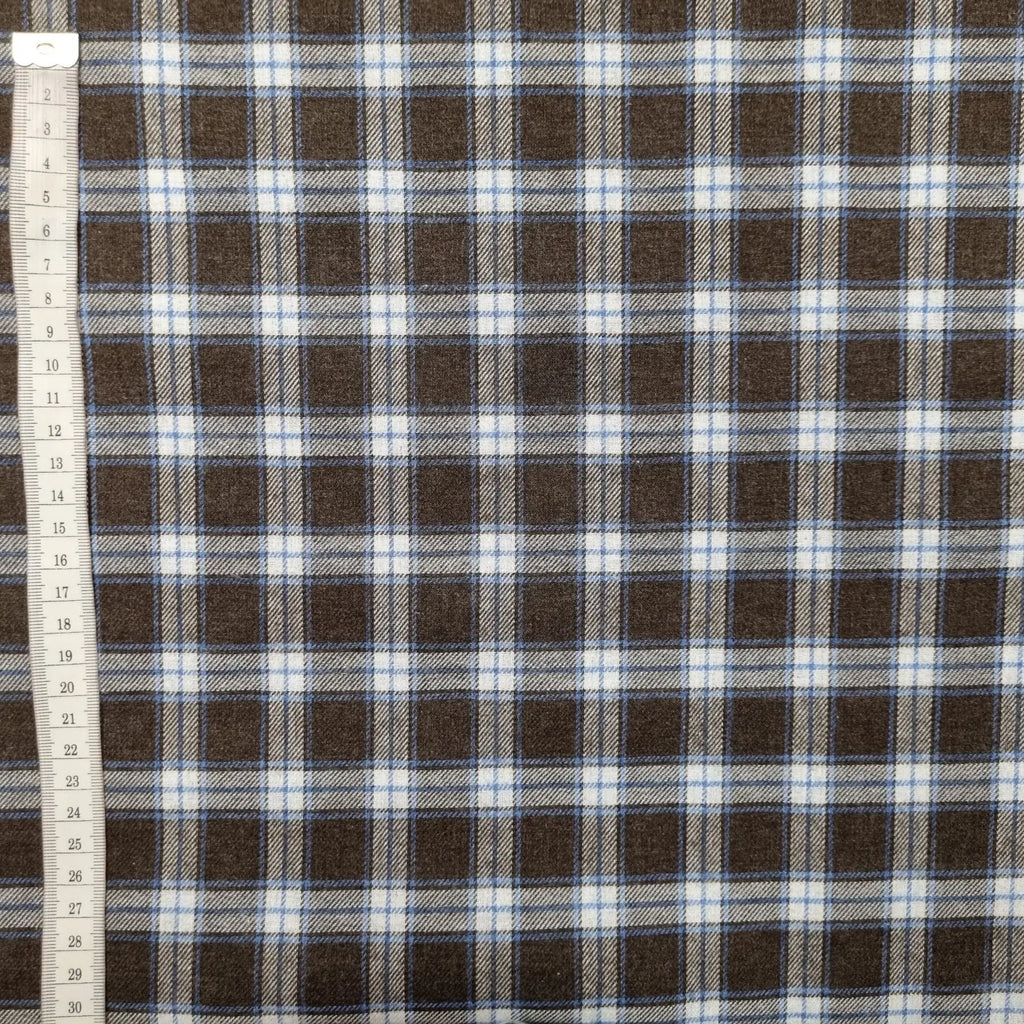 Baumwollstoff kariert braun weiss 3