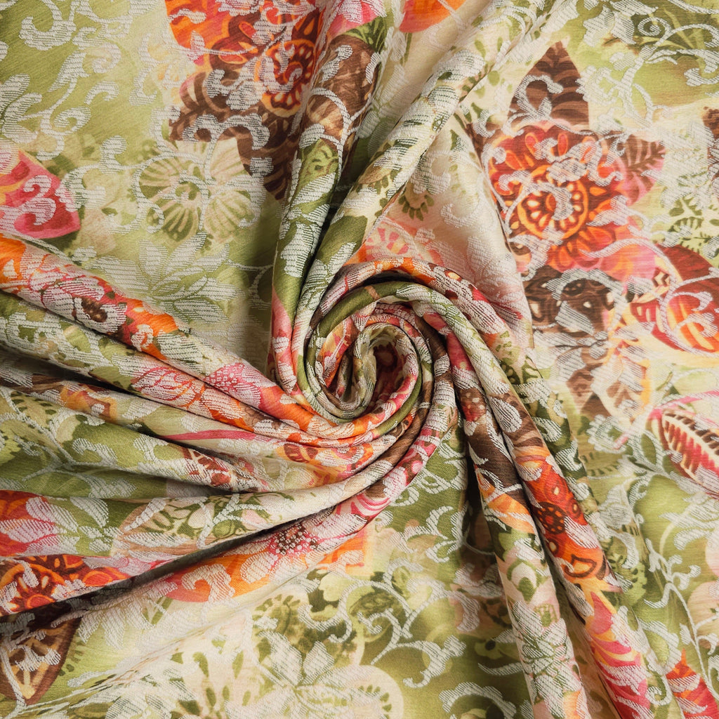 Baumwoll-, Polyesterstoff mit Elasthan | Blumenmuster CSM-STOFFE