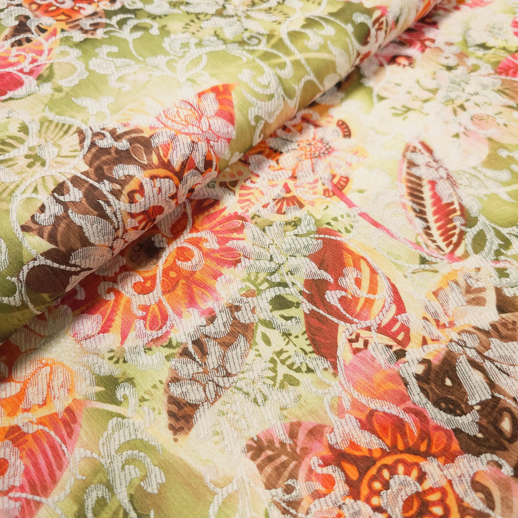 Baumwoll-, Polyesterstoff mit Elasthan | Blumenmuster CSM-STOFFE