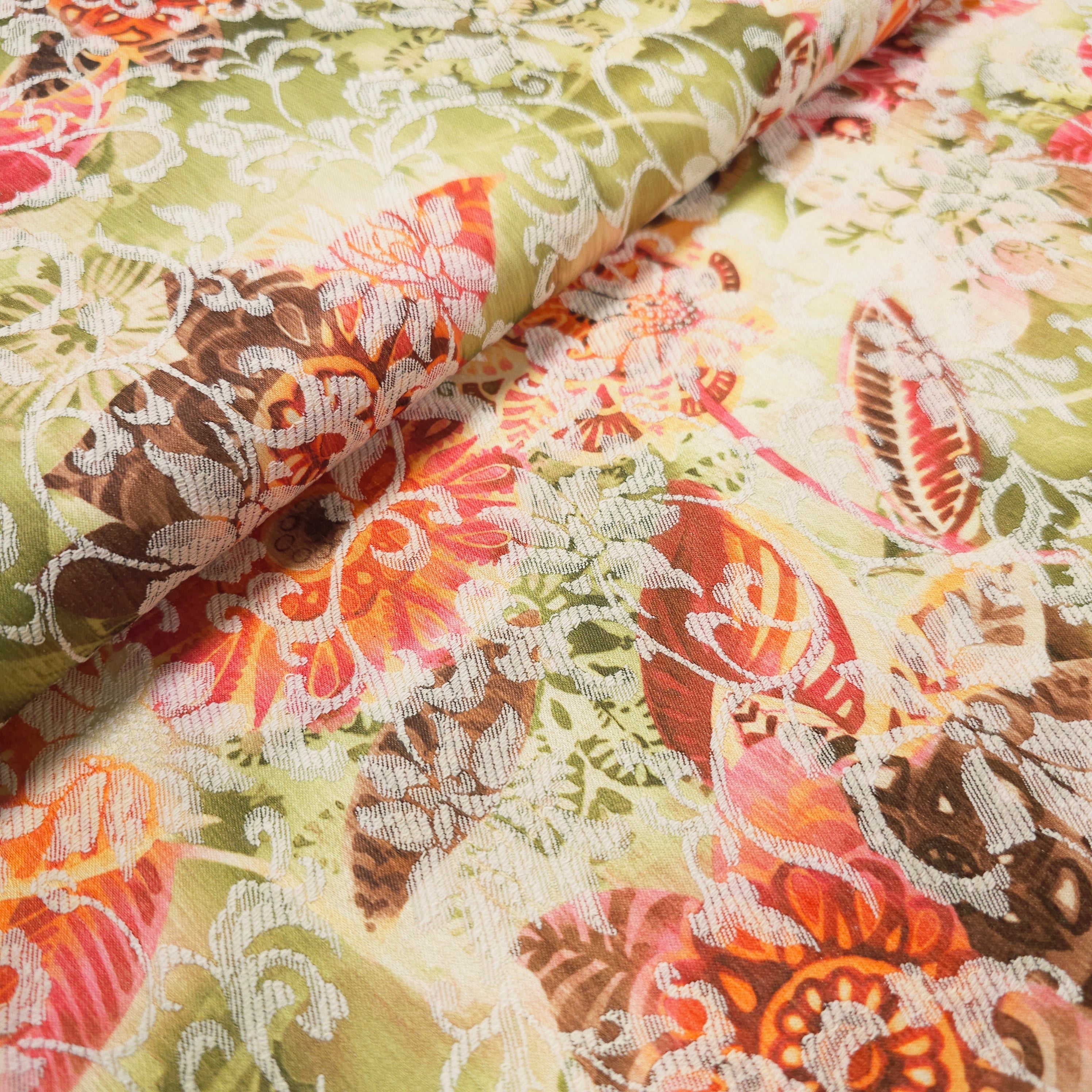 Baumwoll-, Polyesterstoff mit Elasthan | Blumenmuster CSM-STOFFE