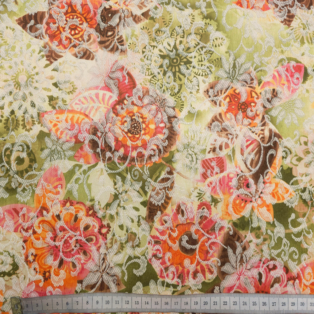 Baumwoll-, Polyesterstoff mit Elasthan | Blumenmuster CSM-STOFFE