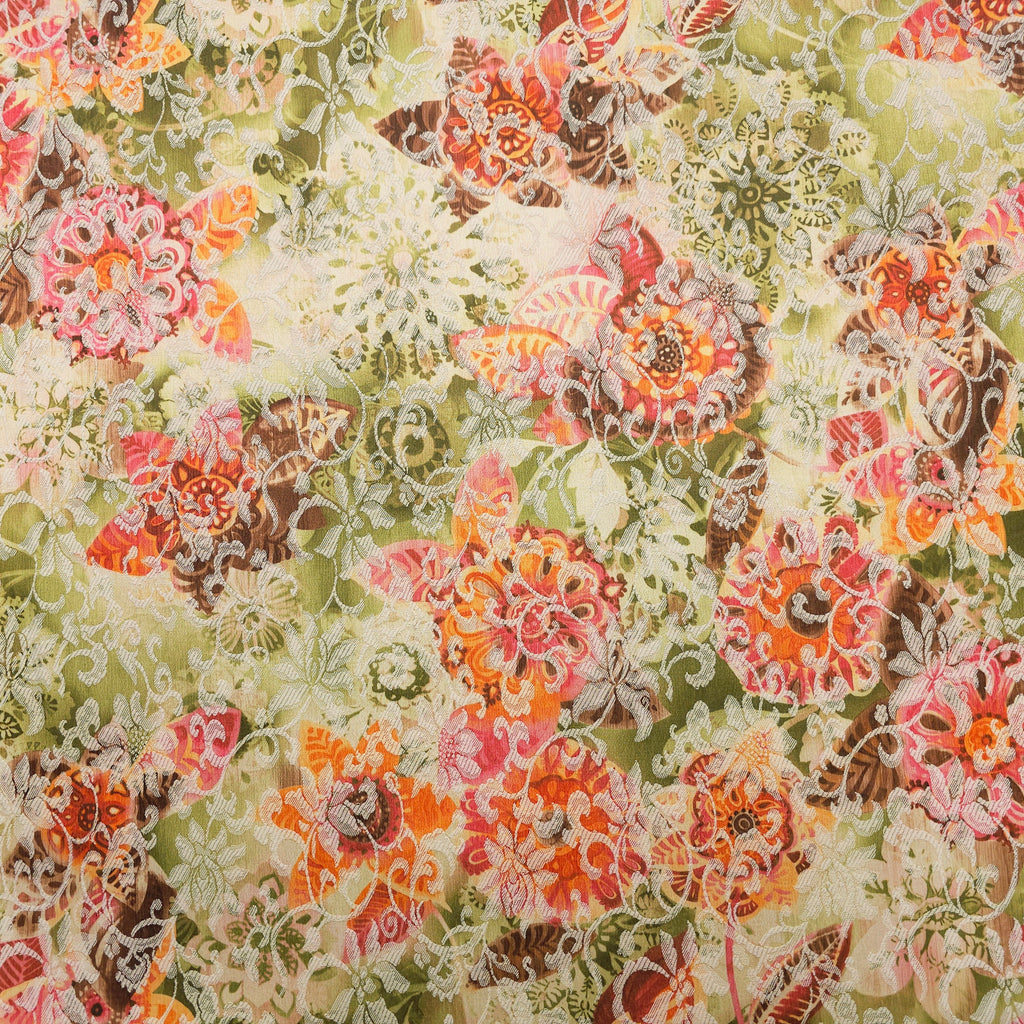 Baumwoll-, Polyesterstoff mit Elasthan | Blumenmuster CSM-STOFFE