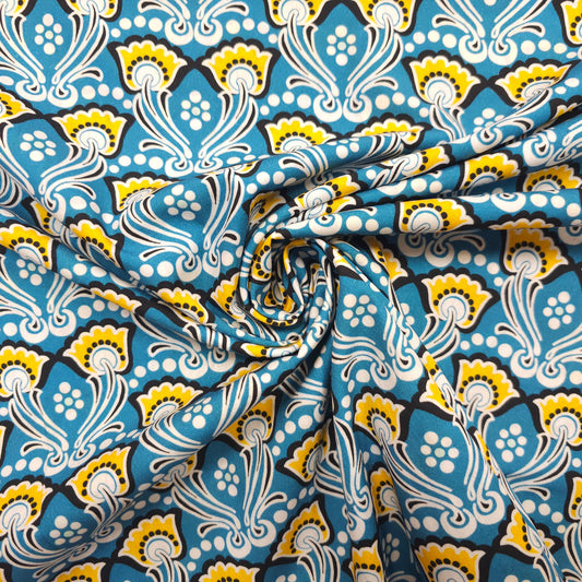 Baumwolle Popeline - blau mit Blumen CSM-STOFFE