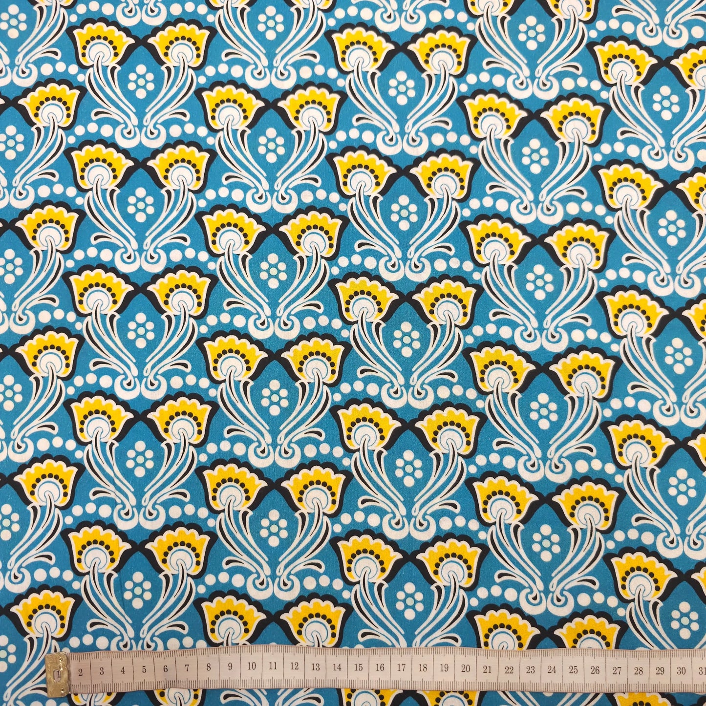 Baumwolle Popeline - blau mit Blumen CSM-STOFFE