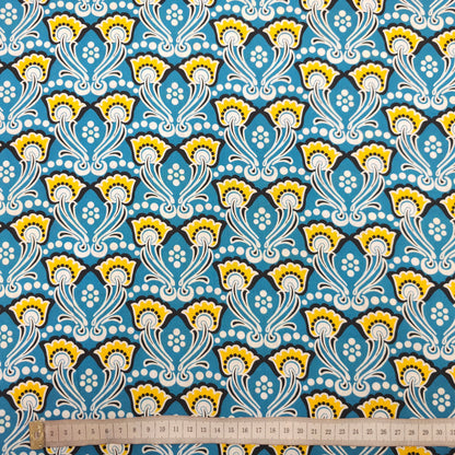 Baumwolle Popeline - blau mit Blumen CSM-STOFFE