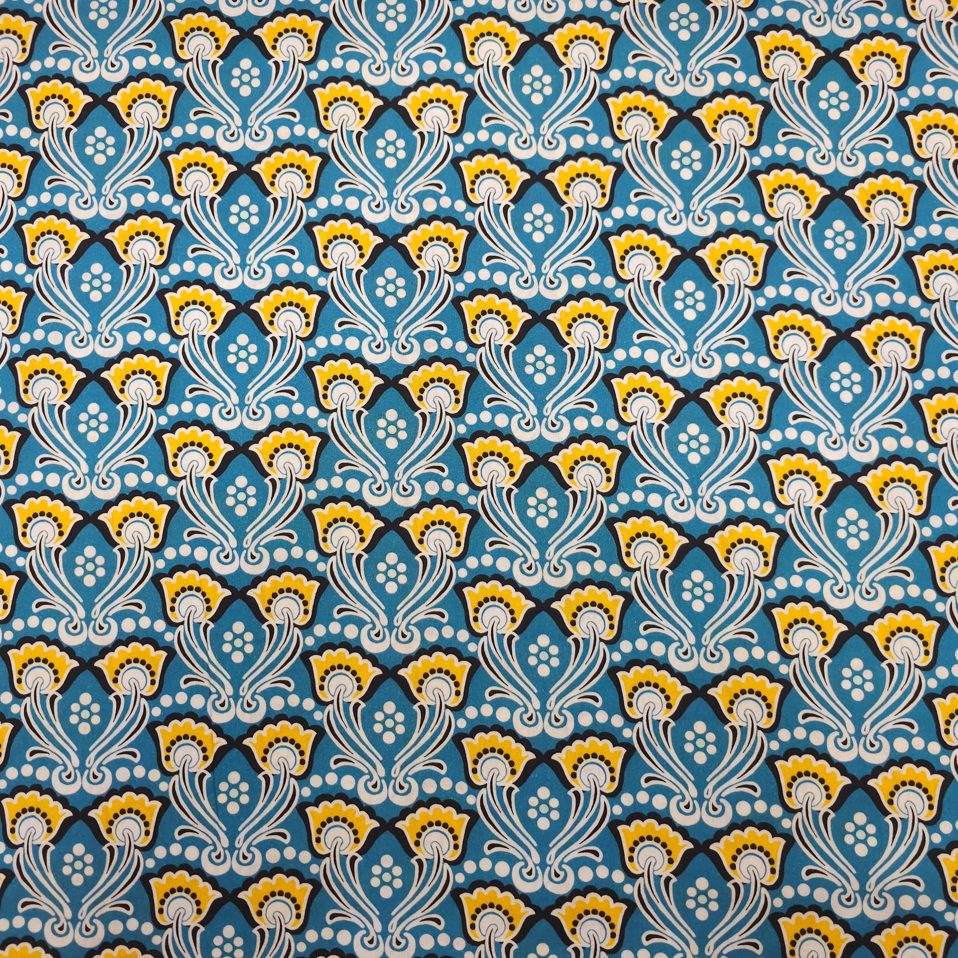 Baumwolle Popeline - blau mit Blumen CSM-STOFFE