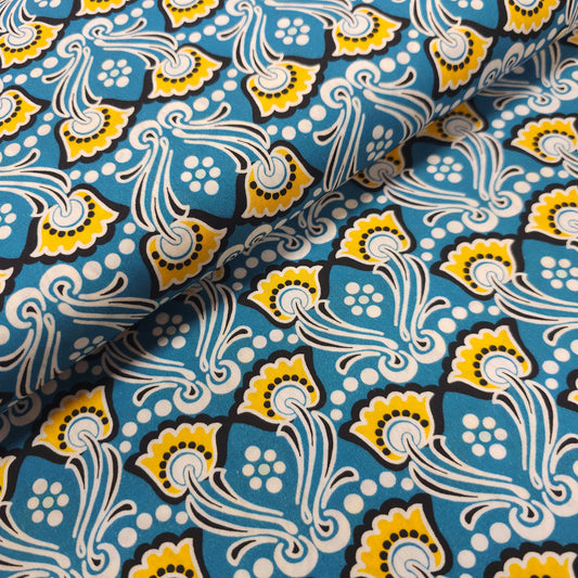 Baumwolle Popeline - blau mit Blumen CSM-STOFFE