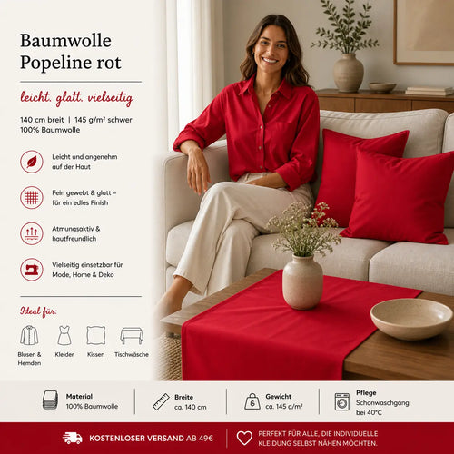 Baumwolle Popeline rot CSM-STOFFE
