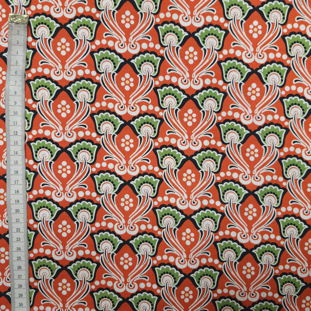 Baumwolle Popeline - rot mit Blumen CSM-STOFFE