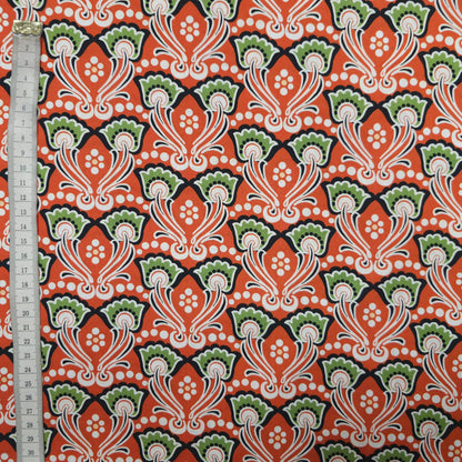 Baumwolle Popeline - rot mit Blumen CSM-STOFFE