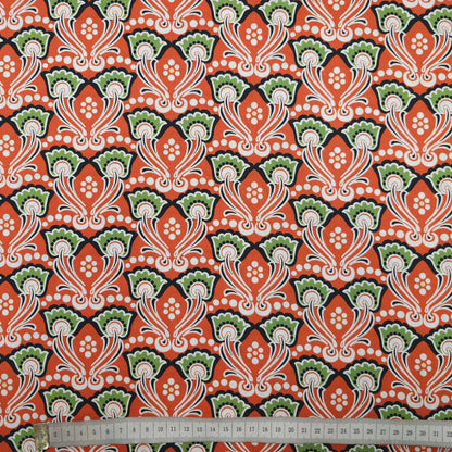 Baumwolle Popeline - rot mit Blumen CSM-STOFFE