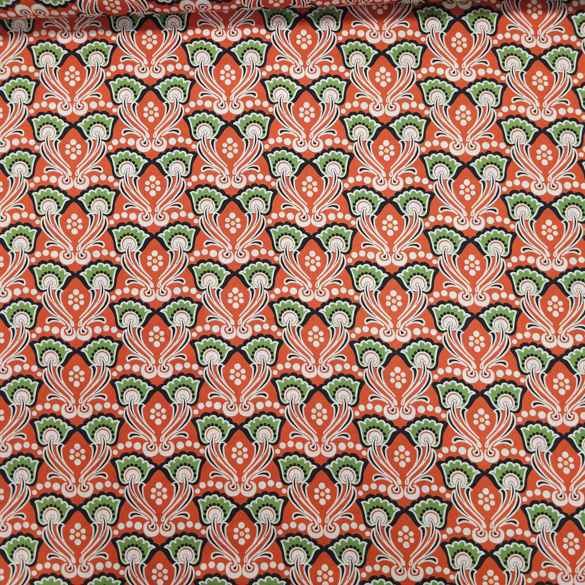 Baumwolle Popeline - rot mit Blumen CSM-STOFFE