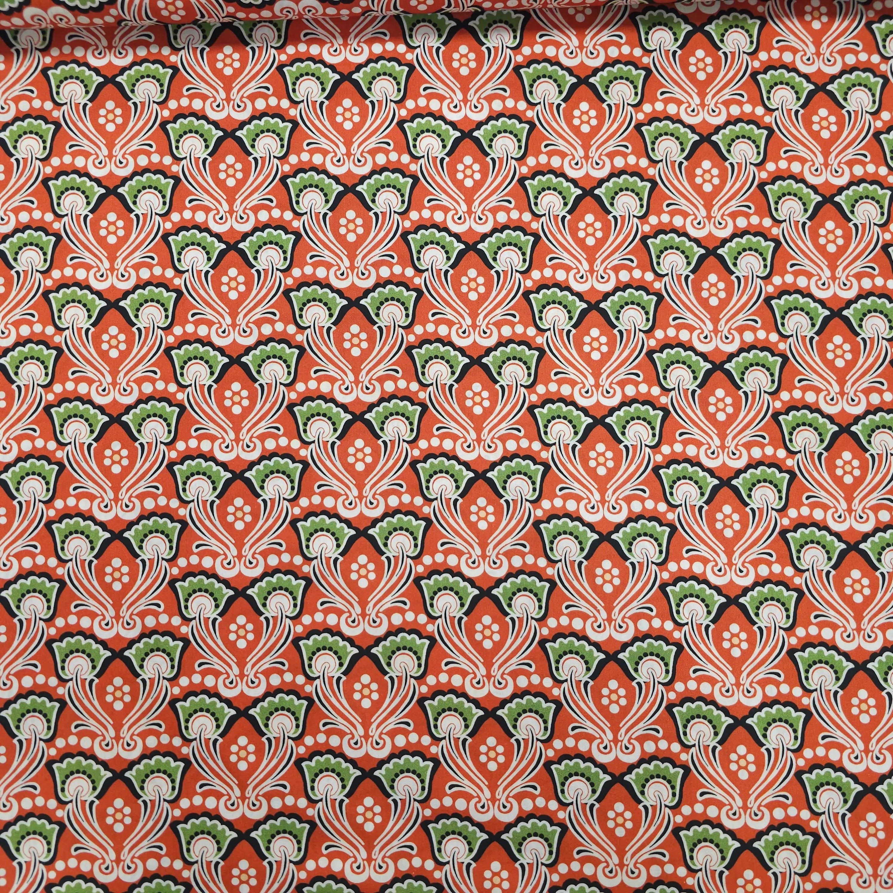 Baumwolle Popeline - rot mit Blumen CSM-STOFFE