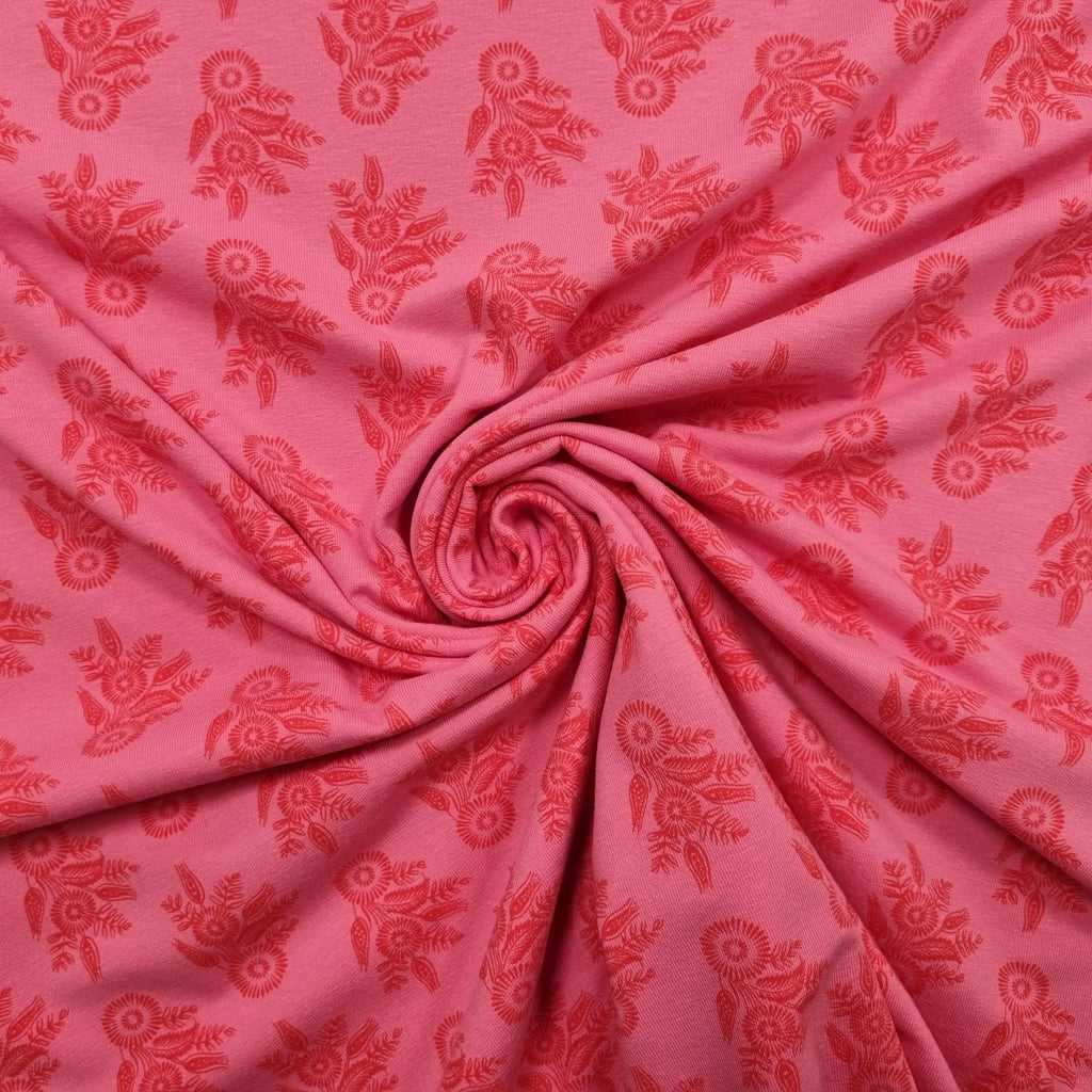 Baumwolljersey mit Blumenmotiv pink CSM-STOFFE