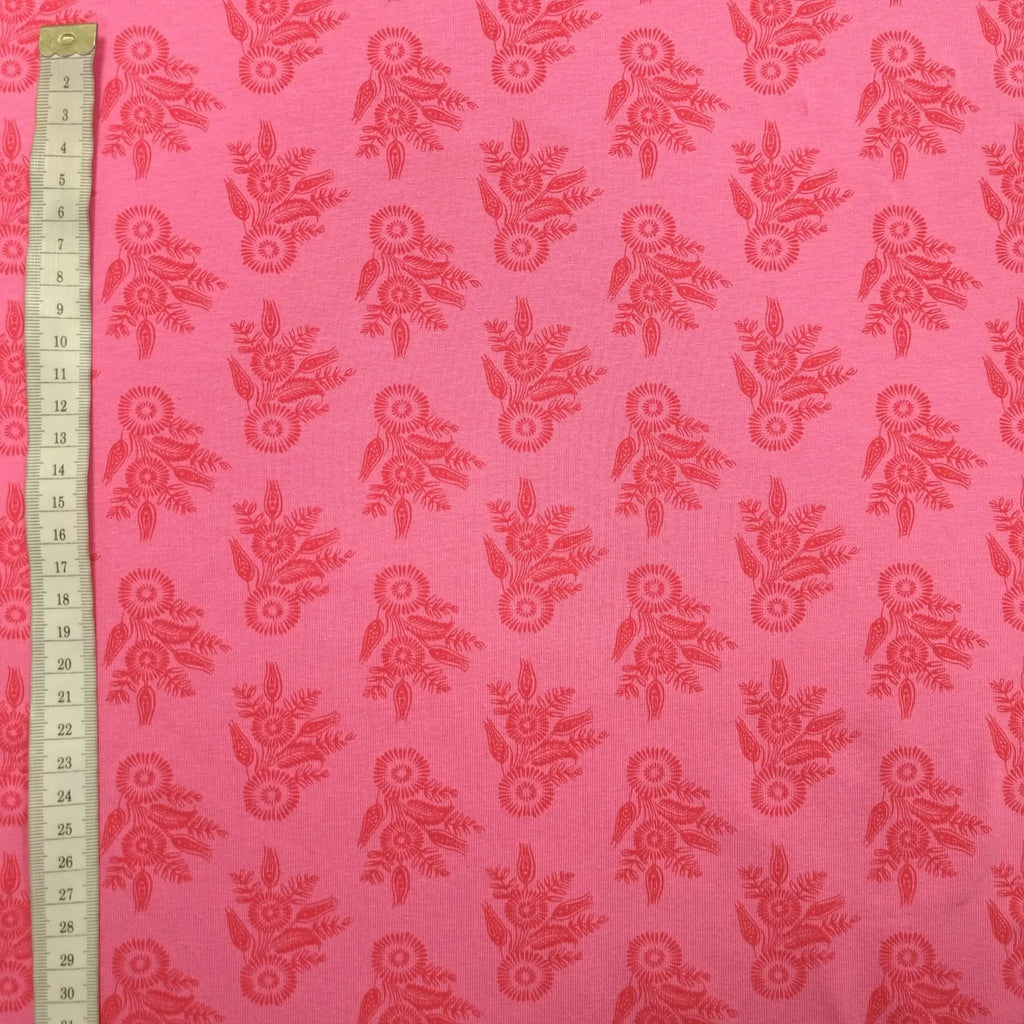 Baumwolljersey mit Blumenmotiv pink