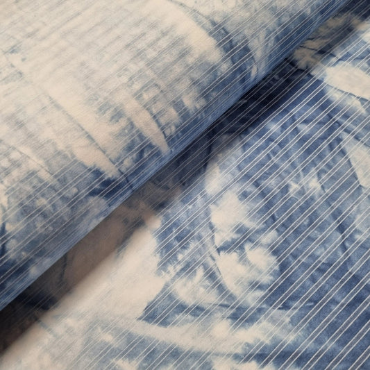 Baumwolljersey mit streifen und Batik Muster blau CSM-STOFFE