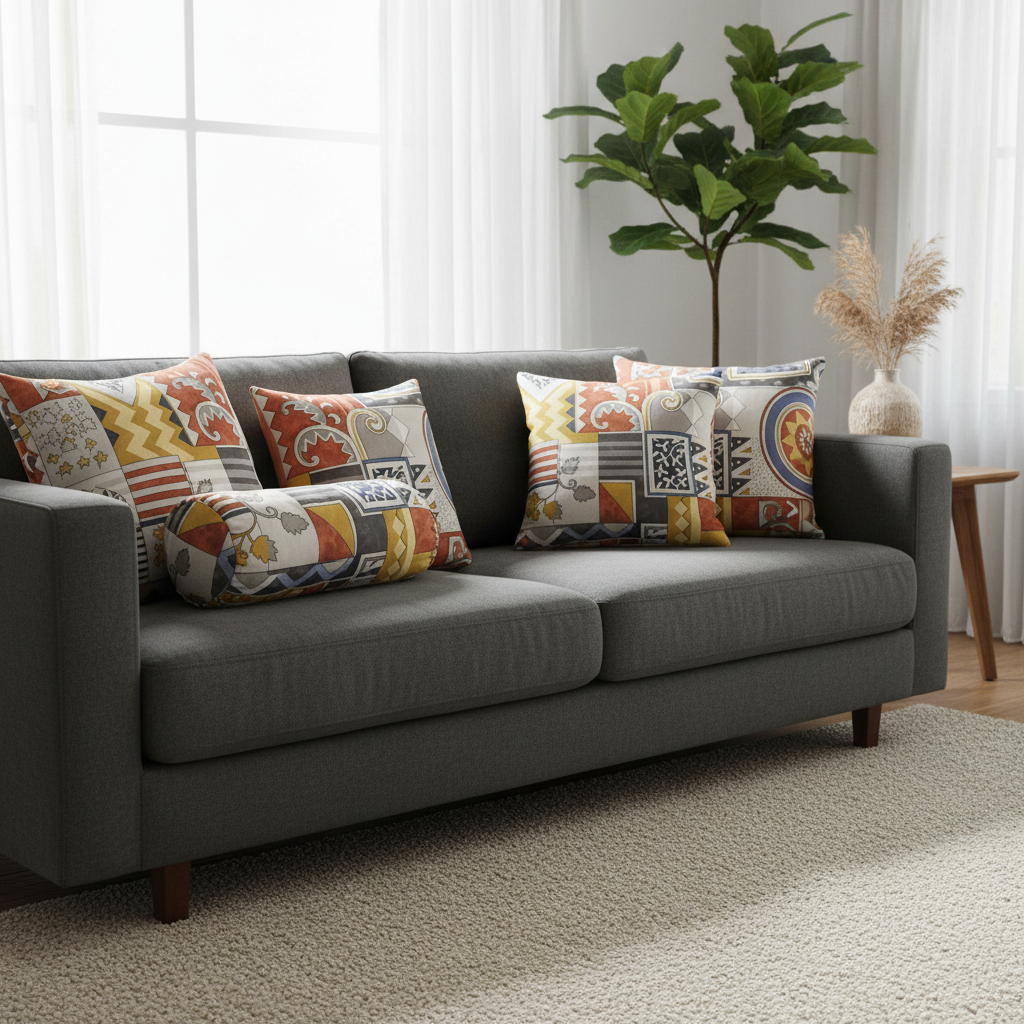 Dekorative Kissen mit geometrischem Patchwork-Muster