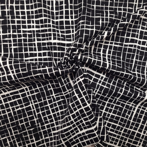 Baumwollstoff kariert mit Stretch schwarz CSM-STOFFE