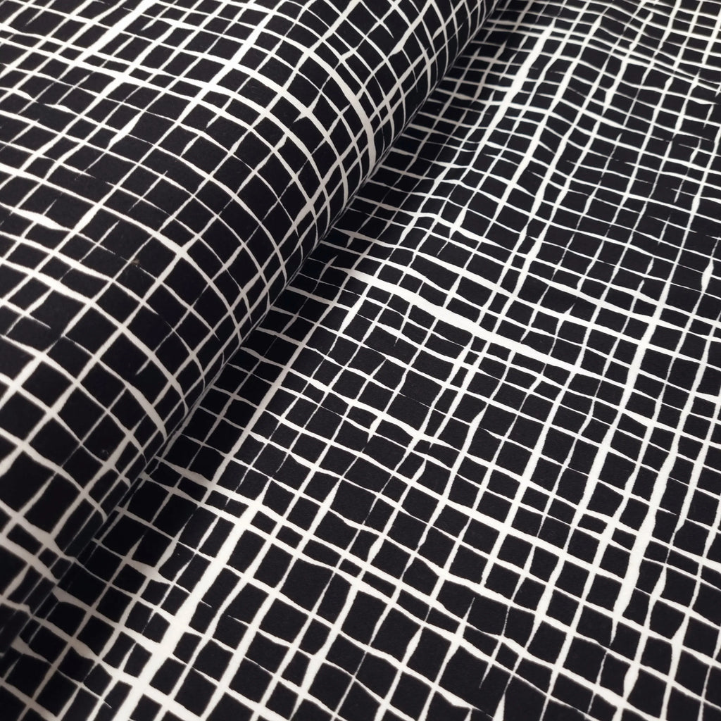 Baumwollstoff kariert mit Stretch schwarz CSM-STOFFE
