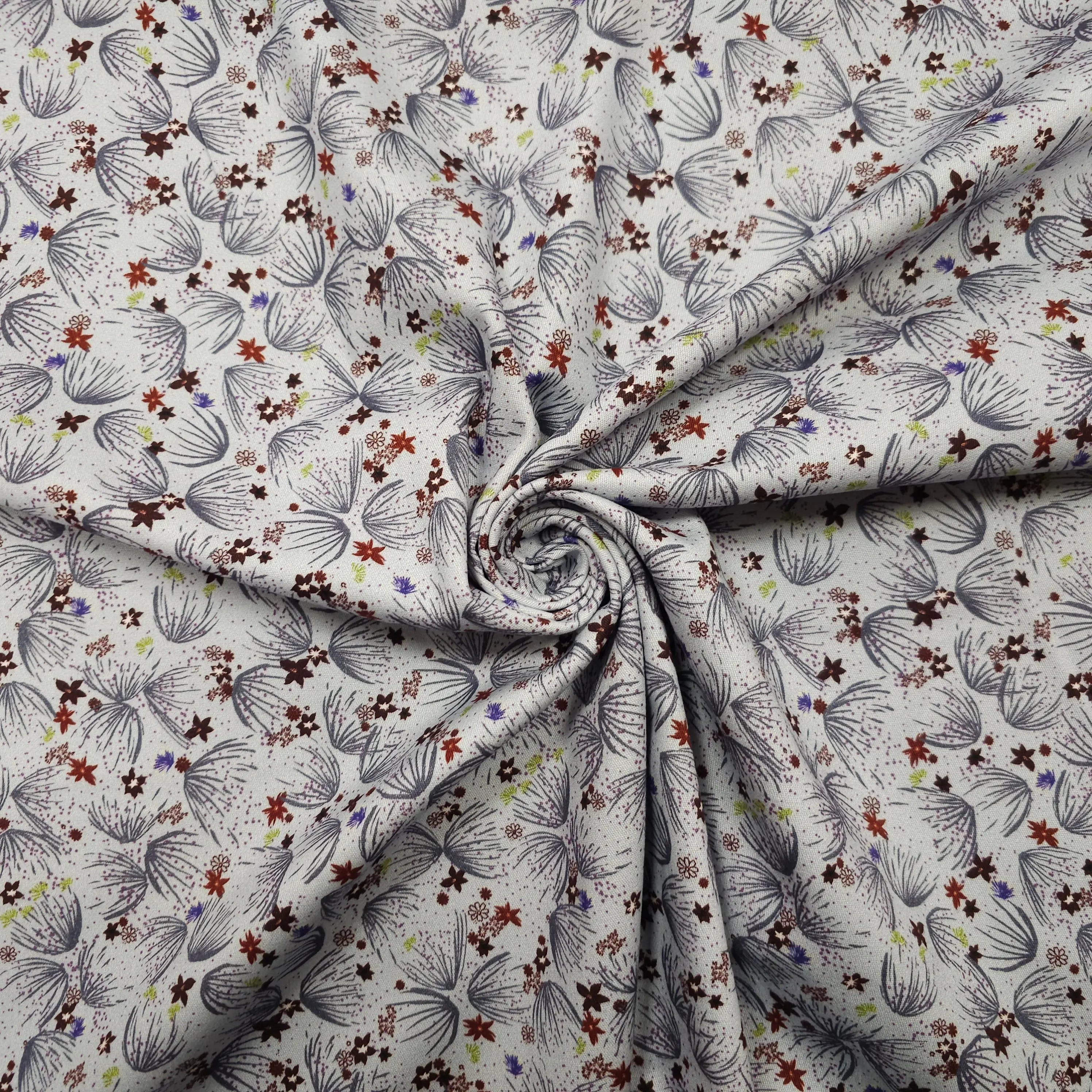 Baumwollstoff mit Blumenmuster und Stretch CSM-STOFFE