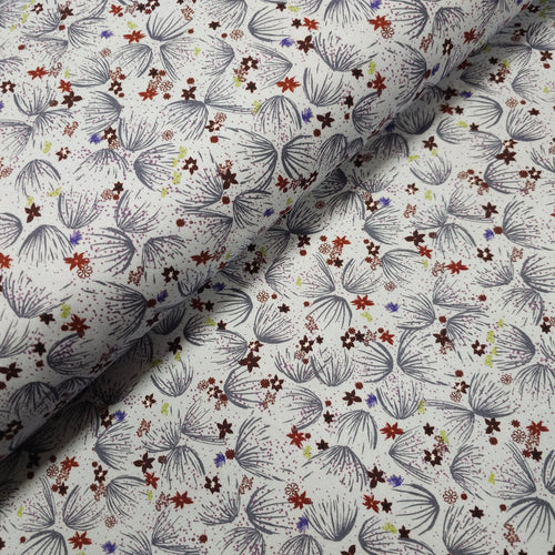 Baumwollstoff mit Blumenmuster und Stretch CSM-STOFFE