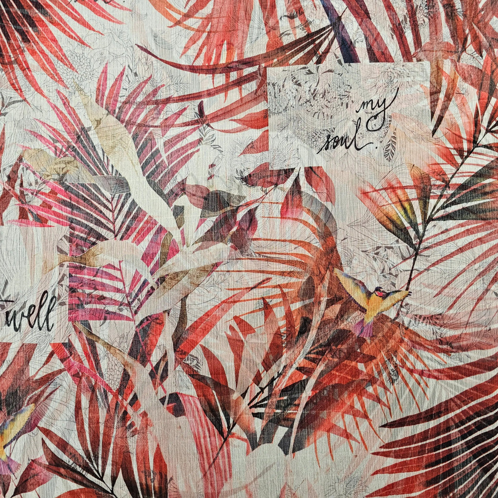 Chiffon mit Blättern rot CSM-STOFFE