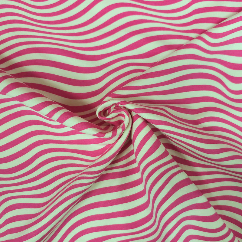 French Terry mit Wellenstreifen, pink, weiß CSM-STOFFE