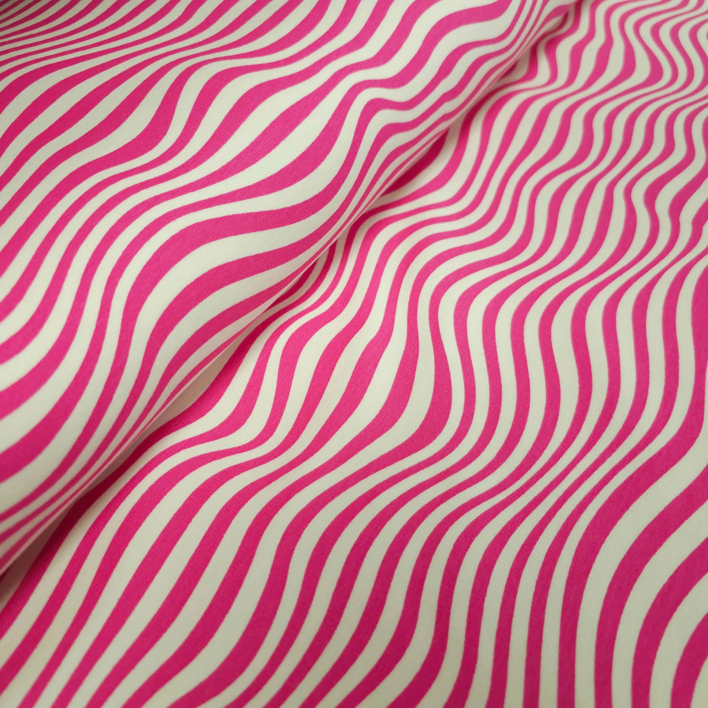 French Terry mit Wellenstreifen, pink, weiß CSM-STOFFE