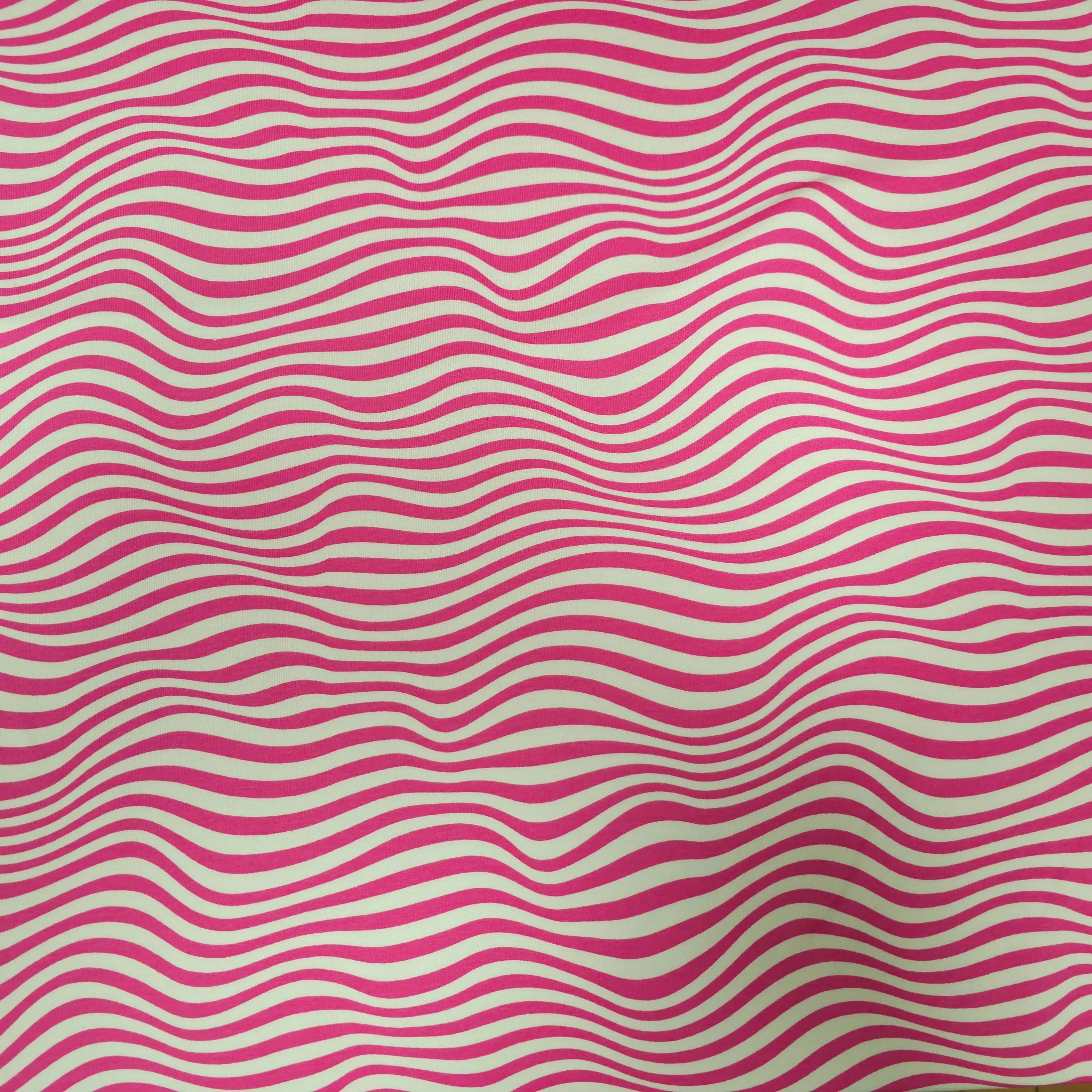 French Terry mit Wellenstreifen, pink, weiß CSM-STOFFE