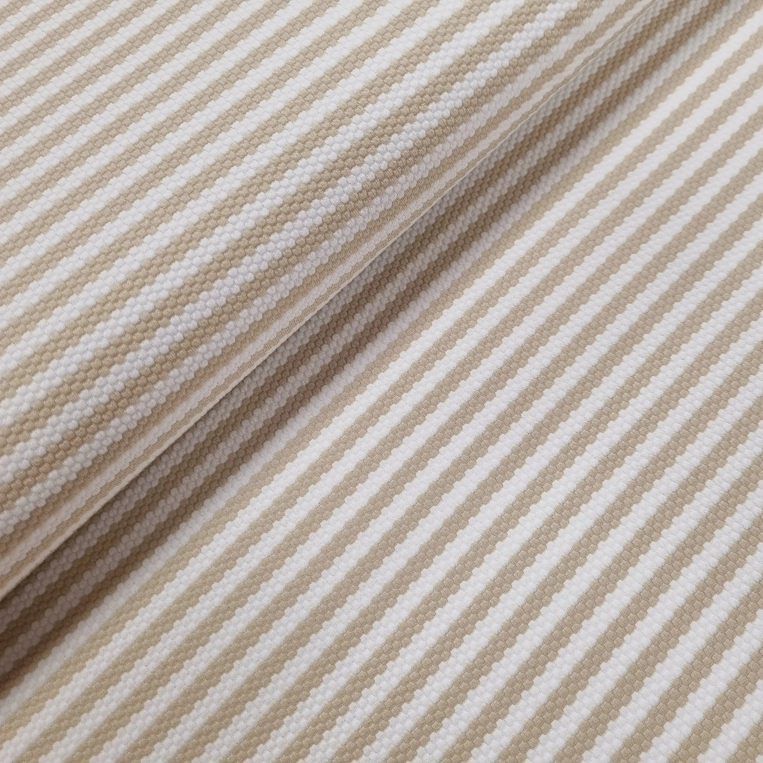 Jacquardjersey gestreift beige weiß Waben CSM-STOFFE