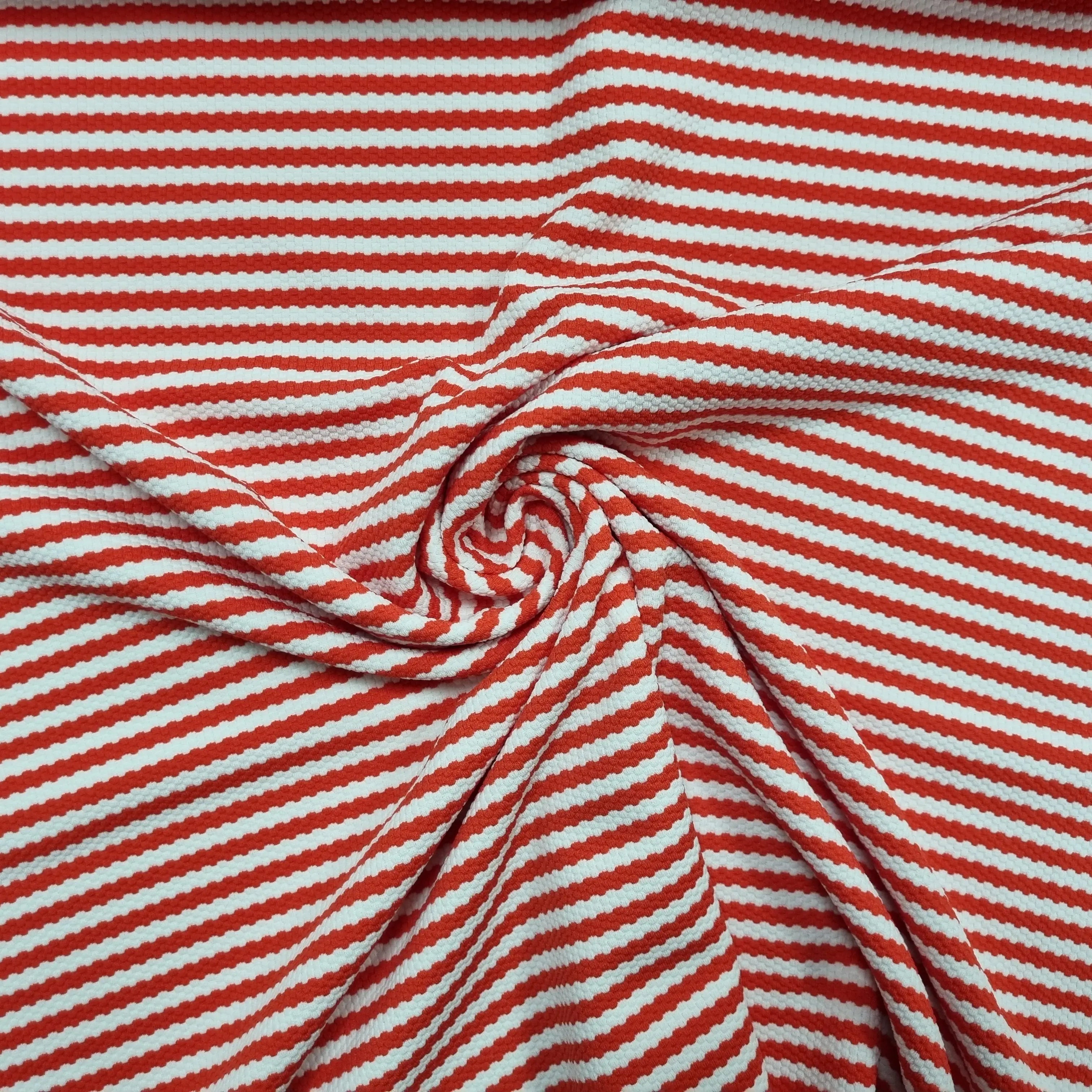 Jacquardjersey gestreift rot, weiß Waben CSM-STOFFE