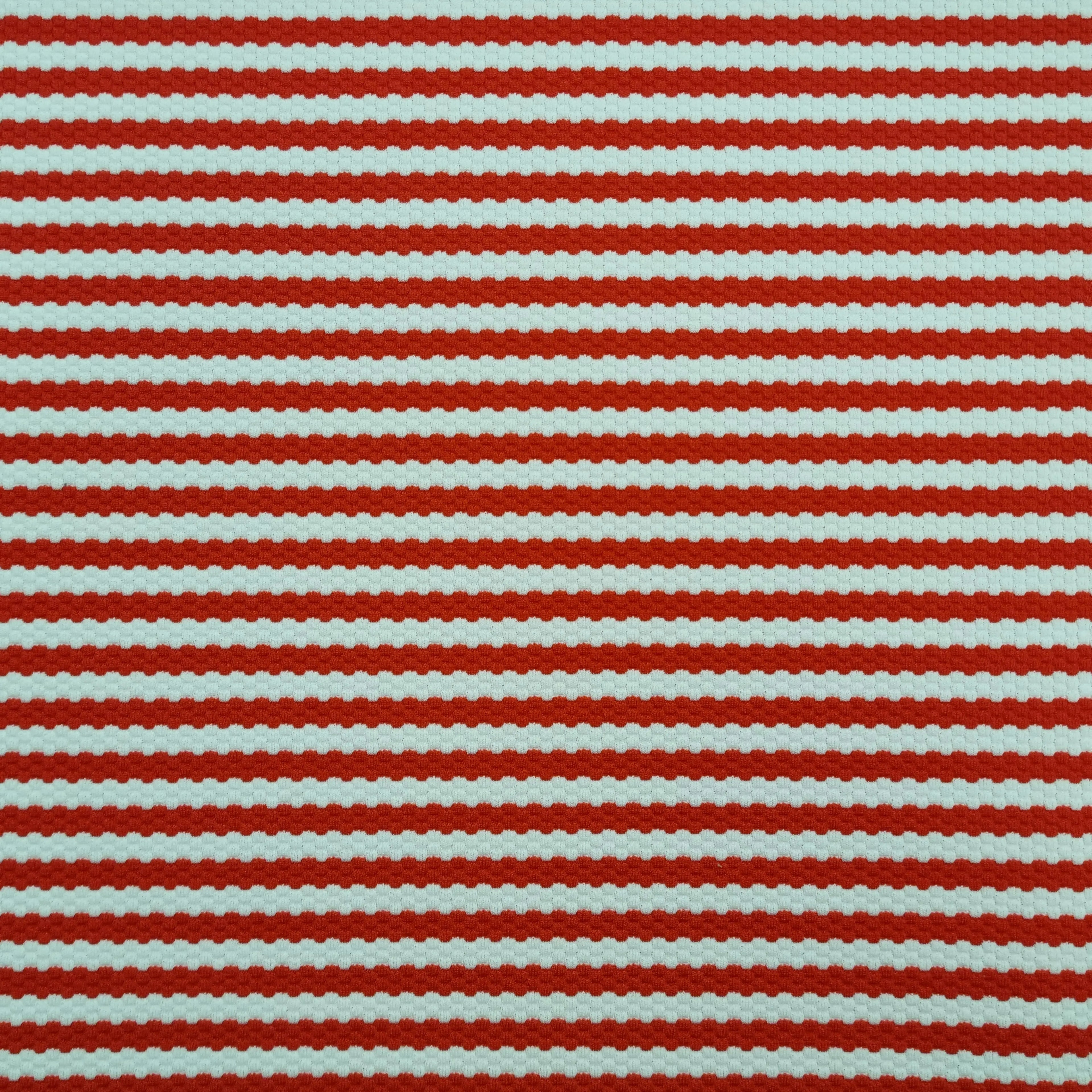 Jacquardjersey gestreift rot, weiß Waben CSM-STOFFE