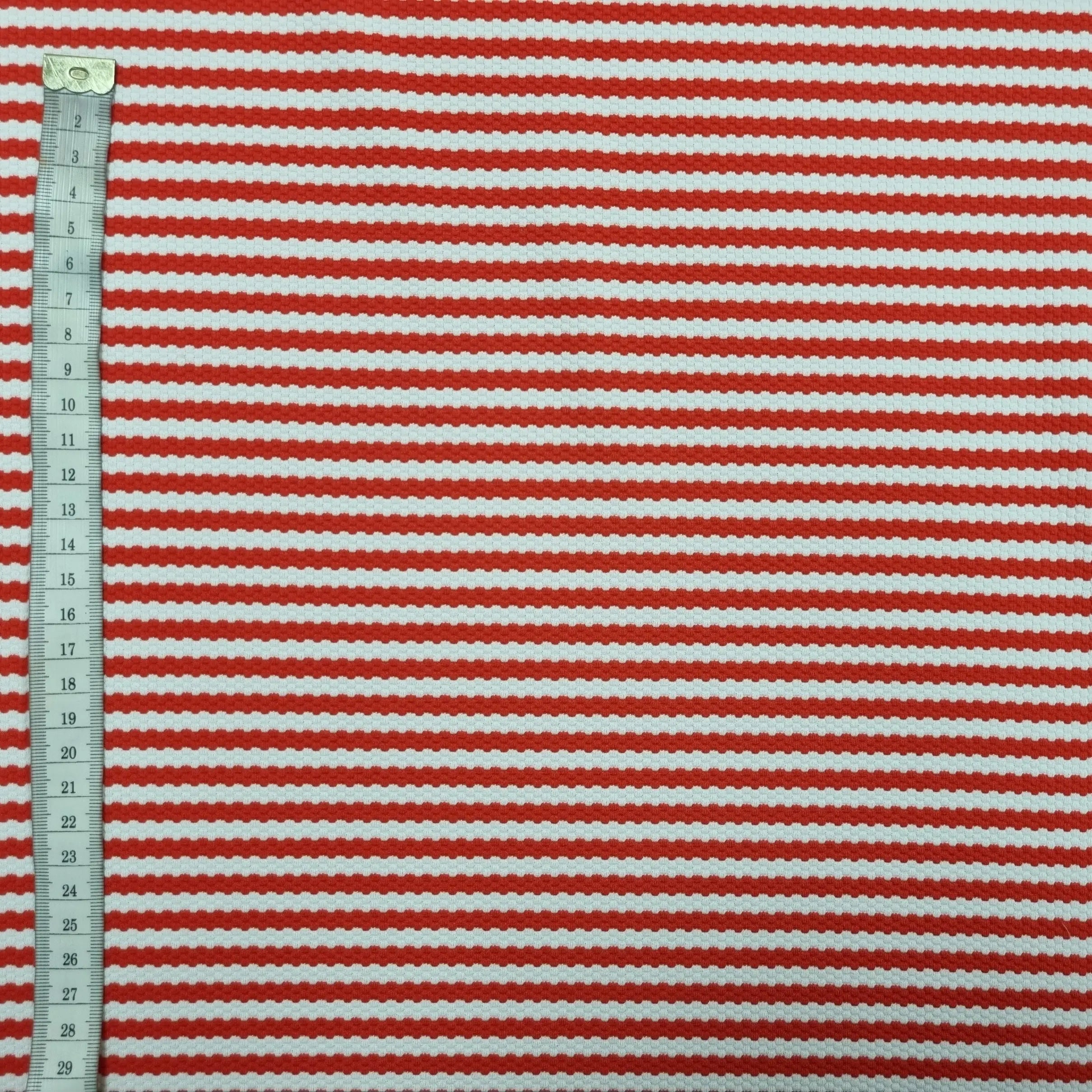 Jacquardjersey gestreift rot, weiß Waben CSM-STOFFE