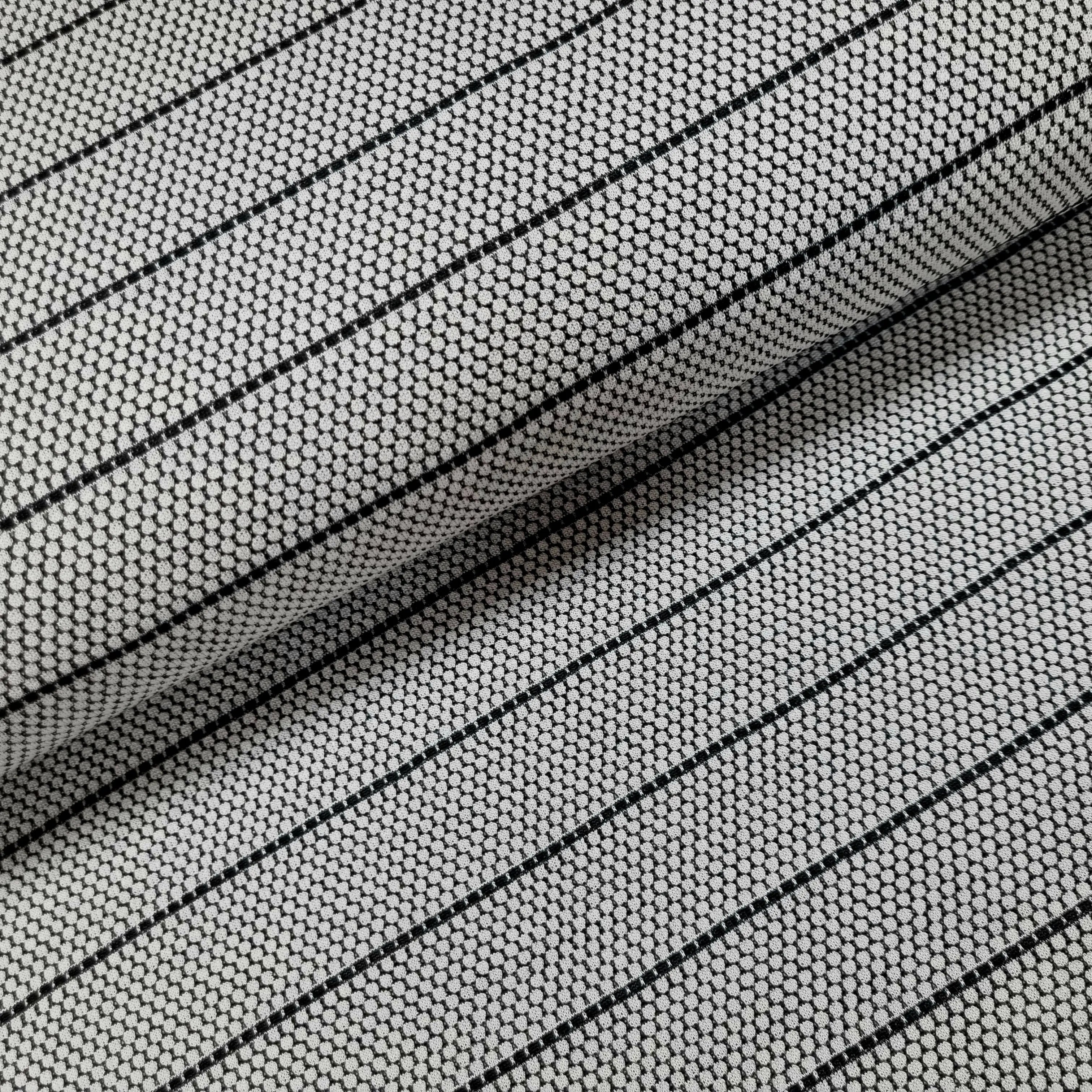 Jacquardjersey grau mit Waben und Streifen CSM-STOFFE