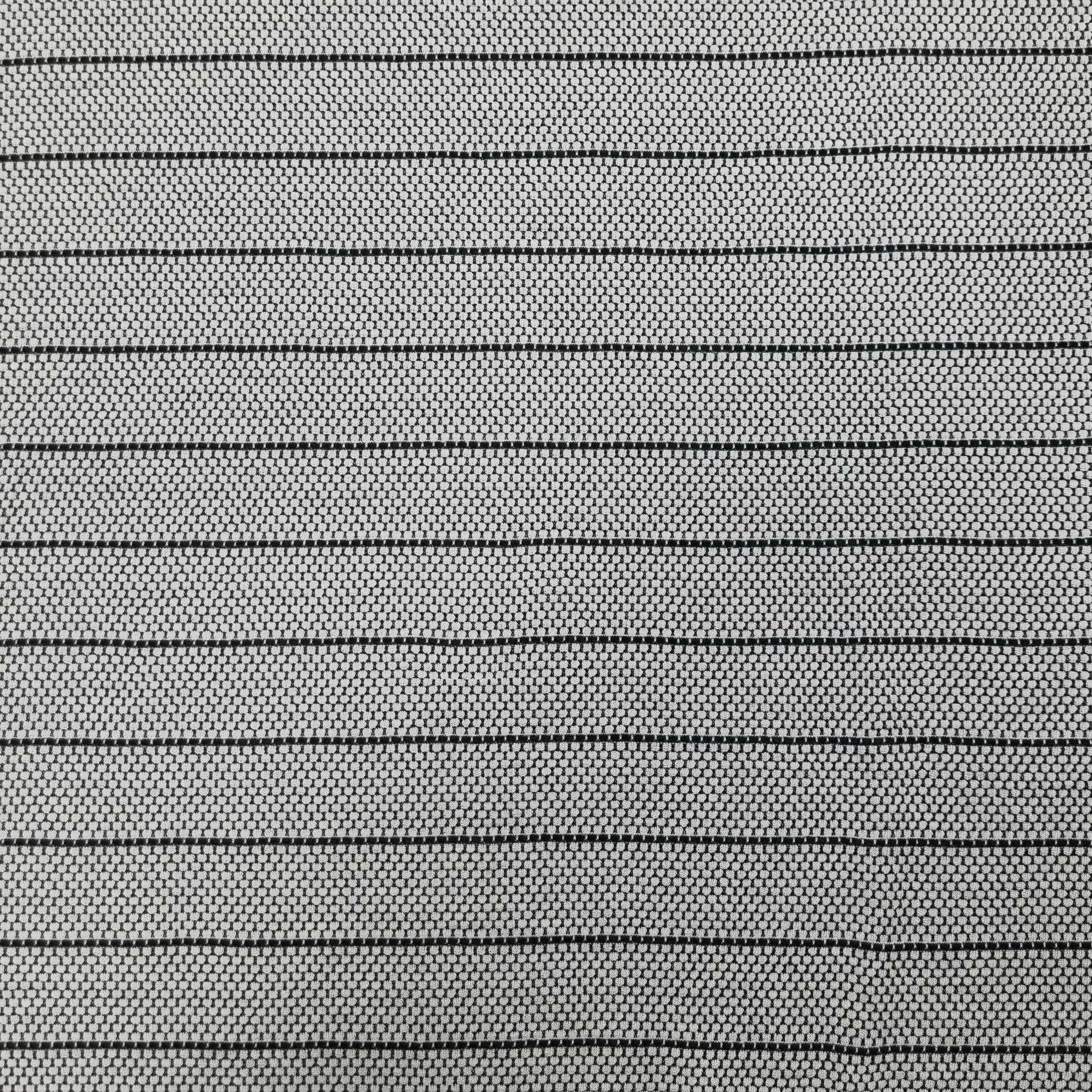 Jacquardjersey grau mit Waben und Streifen CSM-STOFFE