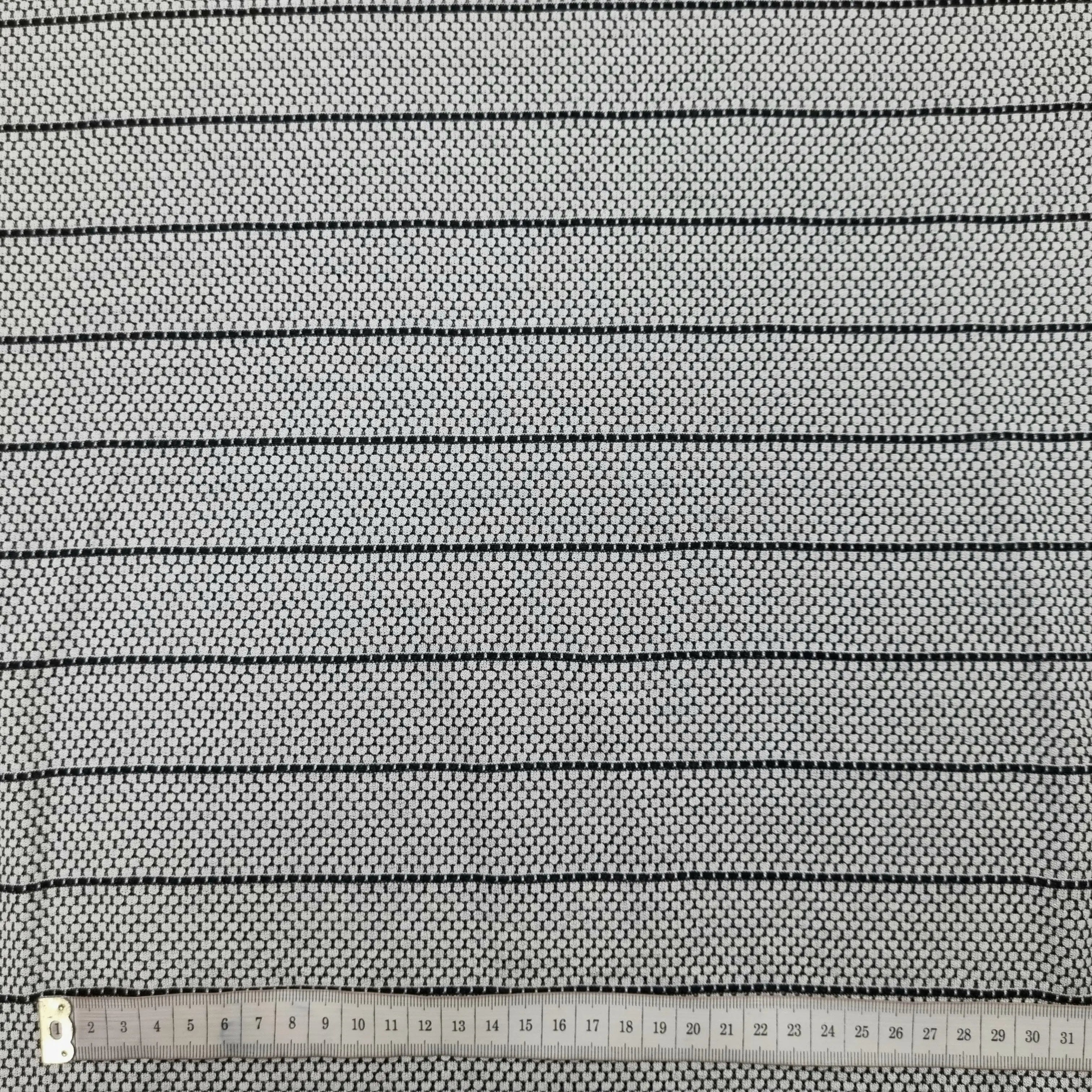 Jacquardjersey grau mit Waben und Streifen CSM-STOFFE