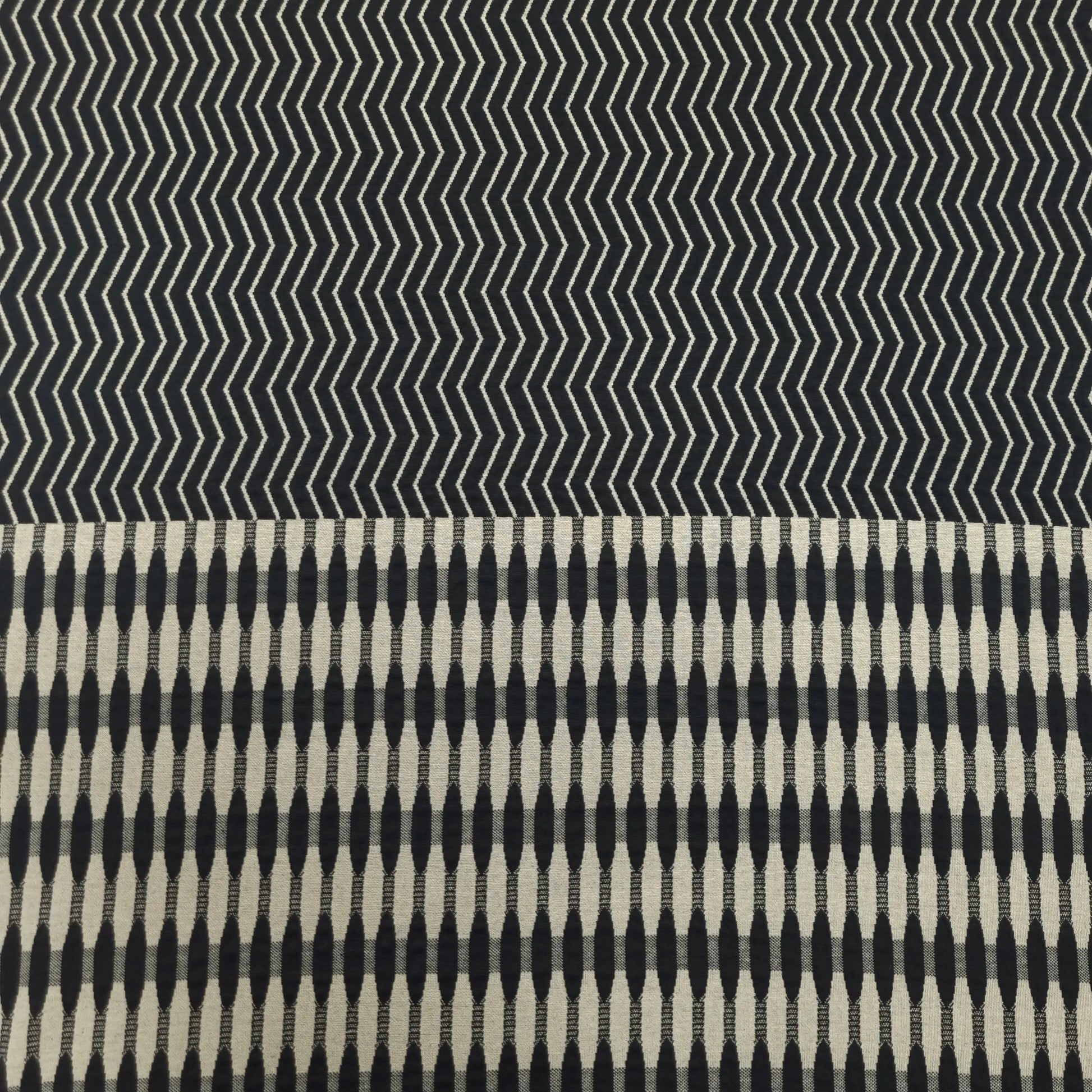 Jacquardjersey schwarz beige (Rapport 90 cm) CSM-STOFFE
