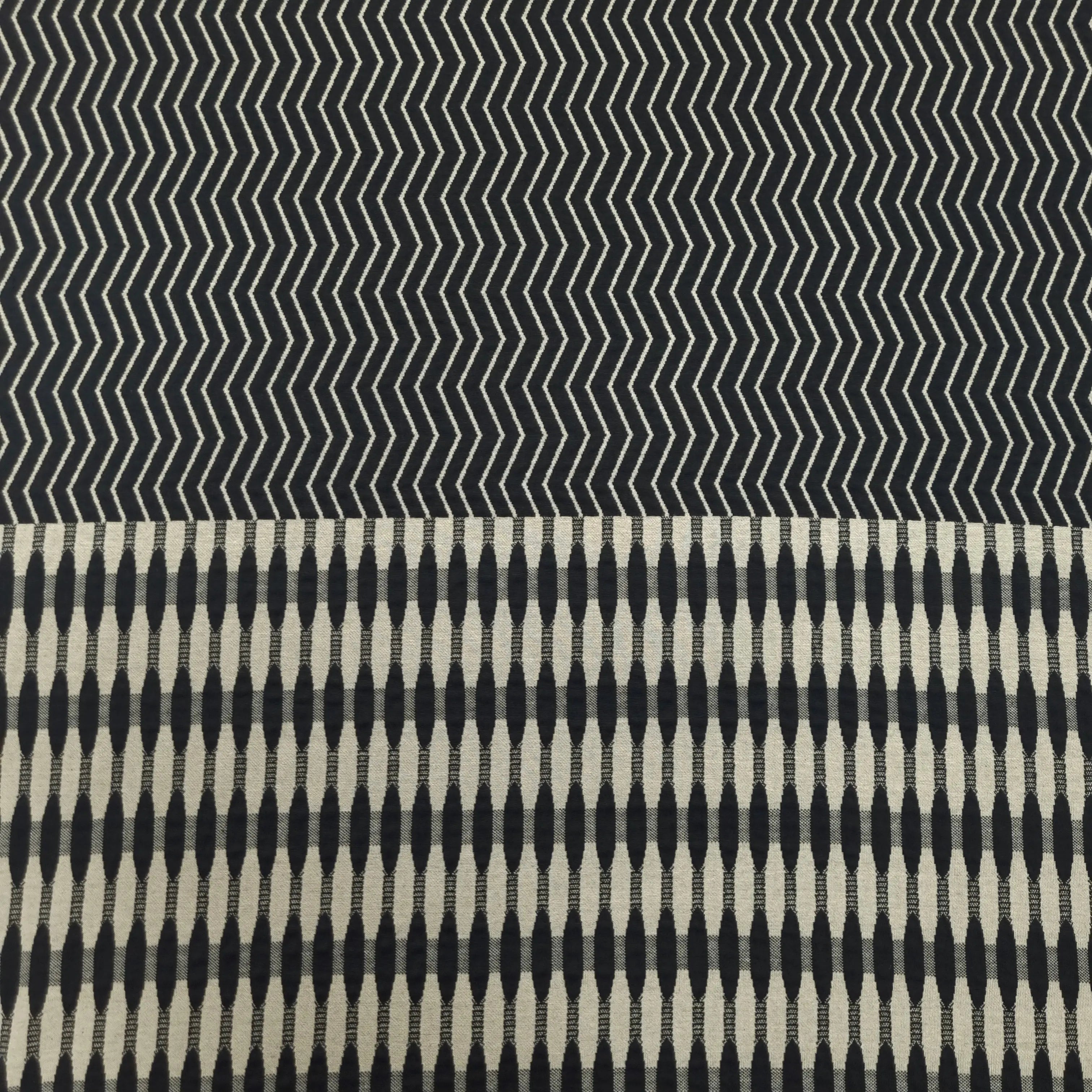 Jacquardjersey schwarz beige (Rapport 90 cm) CSM-STOFFE