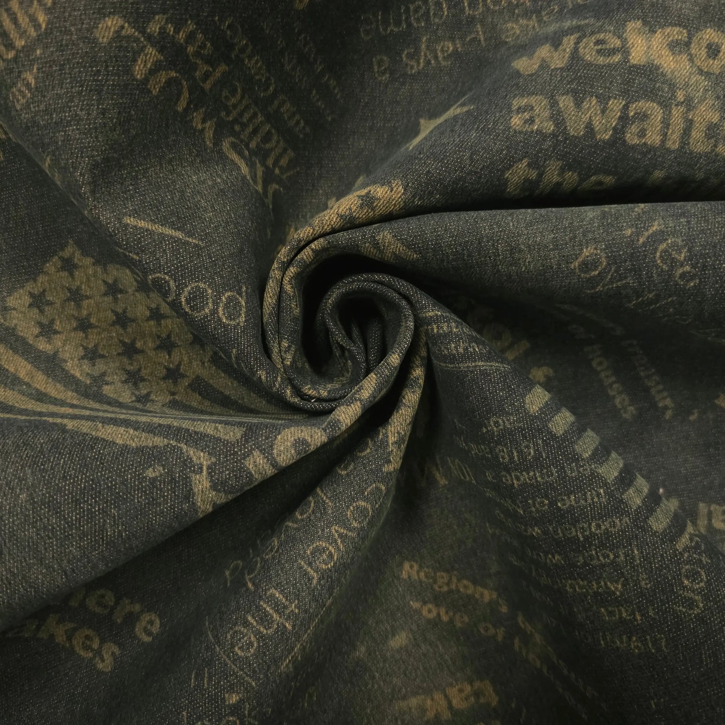 Jeansstoff blau mit Flaggen CSM-STOFFE