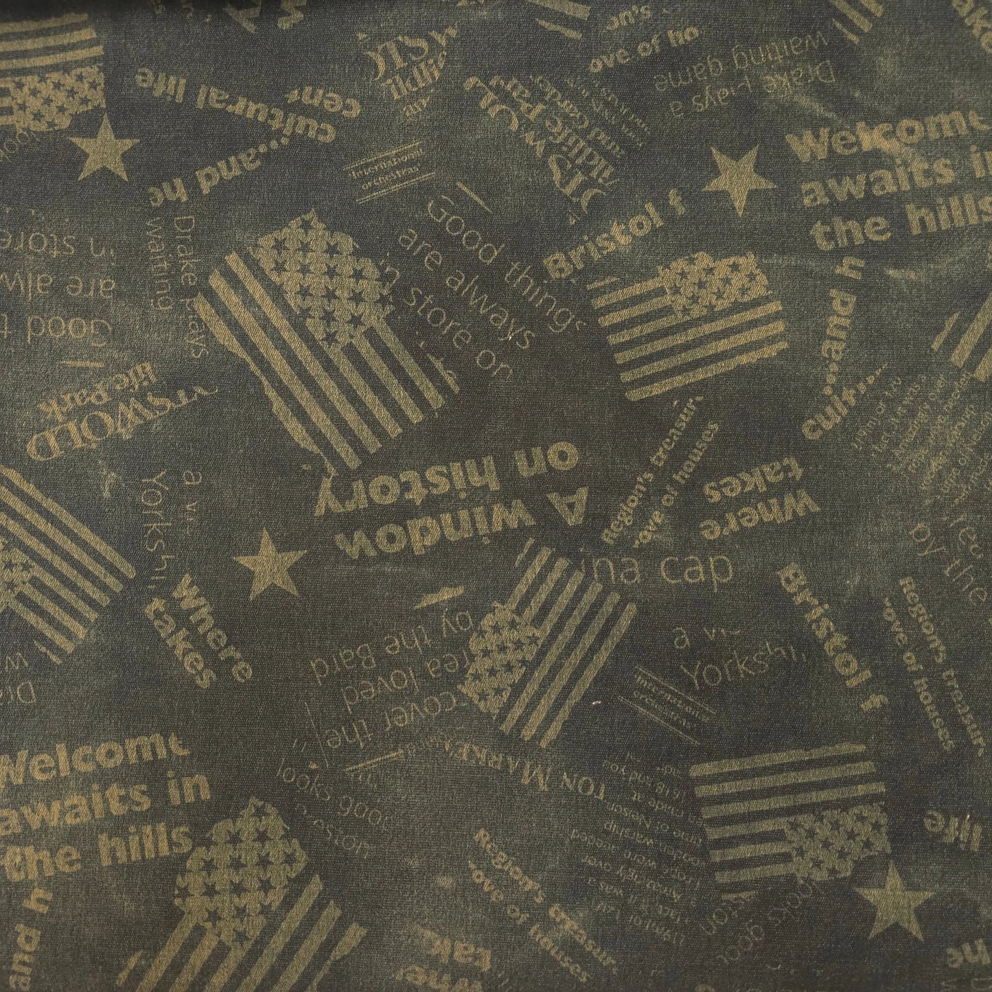 Jeansstoff blau mit Flaggen CSM-STOFFE