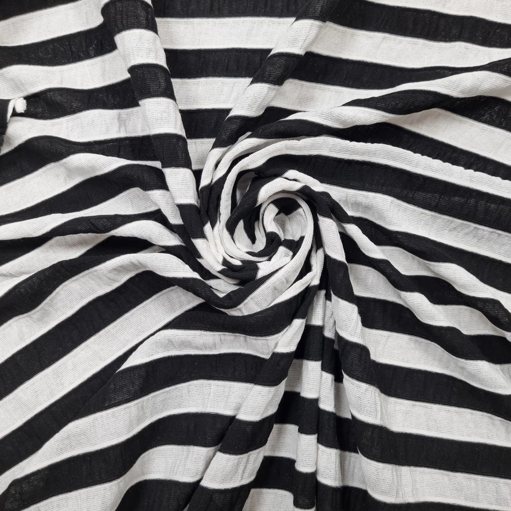 Jersey Stoff gestreift schwarz weiß strukturiert CSM-STOFFE