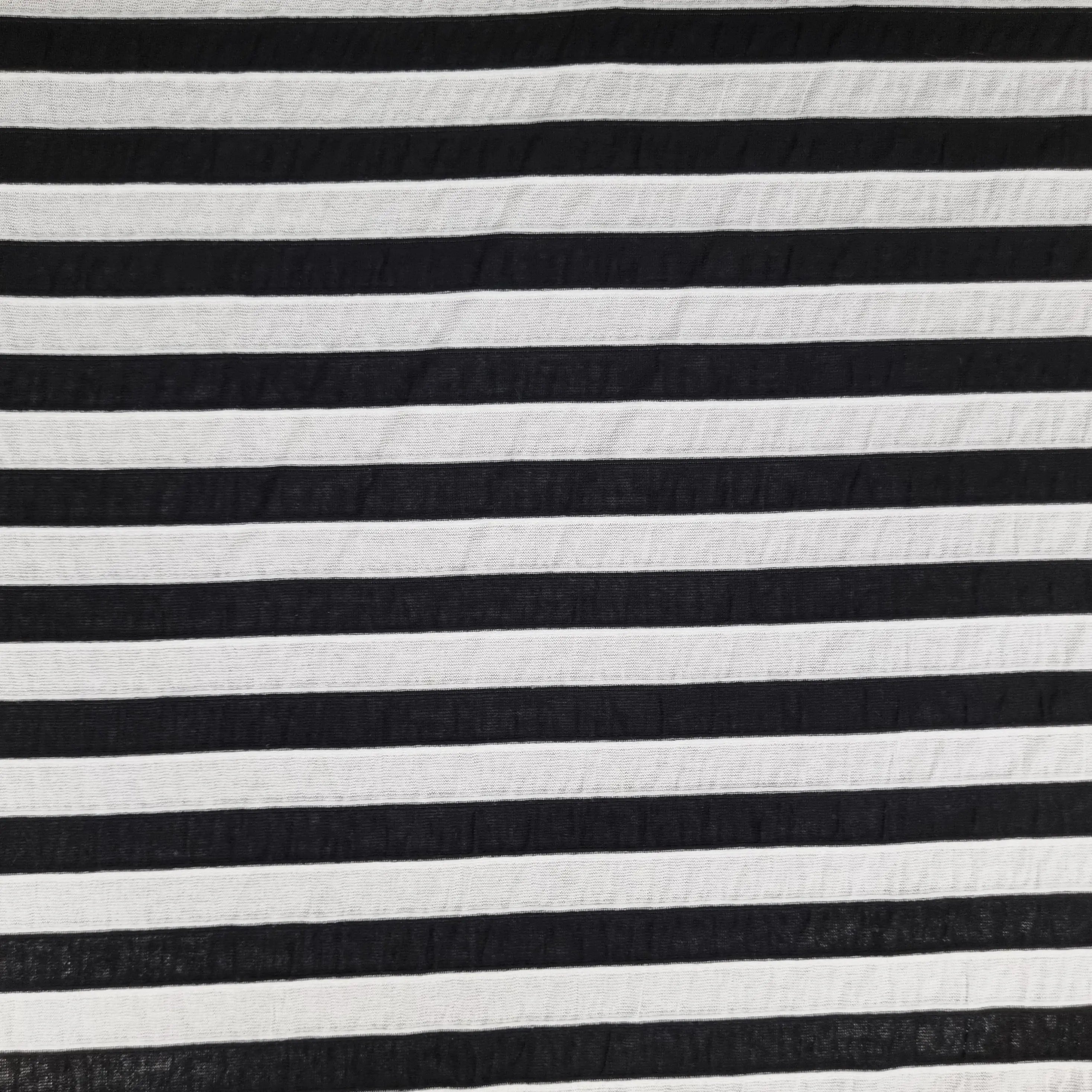 Jersey Stoff gestreift schwarz weiß strukturiert CSM-STOFFE